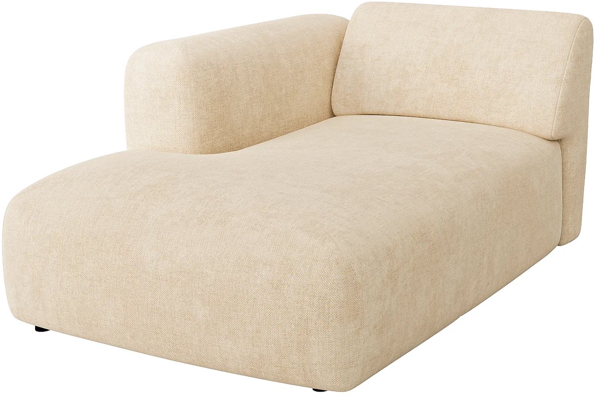 Vente-unique Chaise longue links zonder slaapgedeelte met armleuning in beige stof van Maison Céphy POGNI