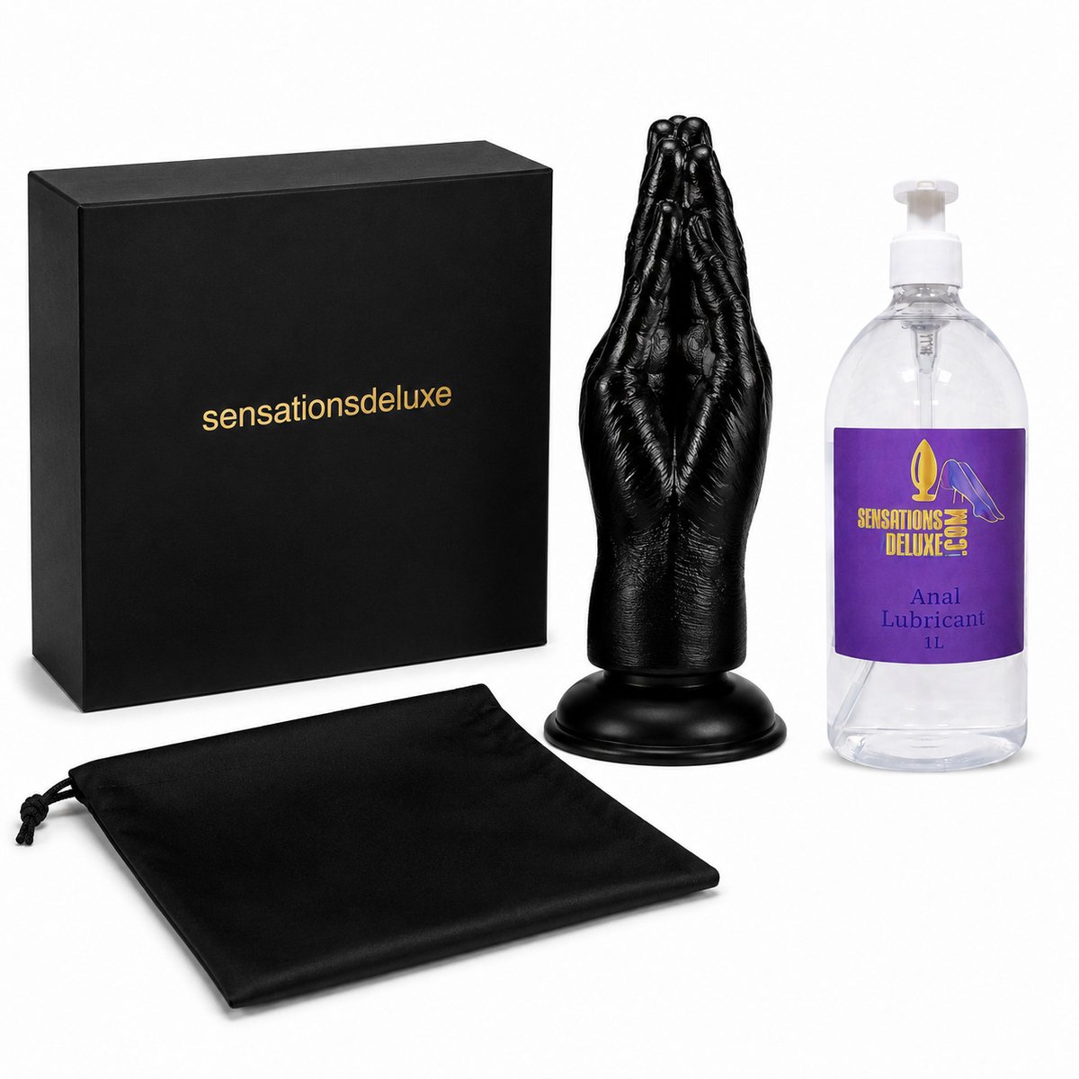 Sensationsdeluxe - Fist dildo - Vuist dildo - Dildo Zakje - Zuignap - Sensationsdeluxe glijmiddel Anaal Water basis 1 liter