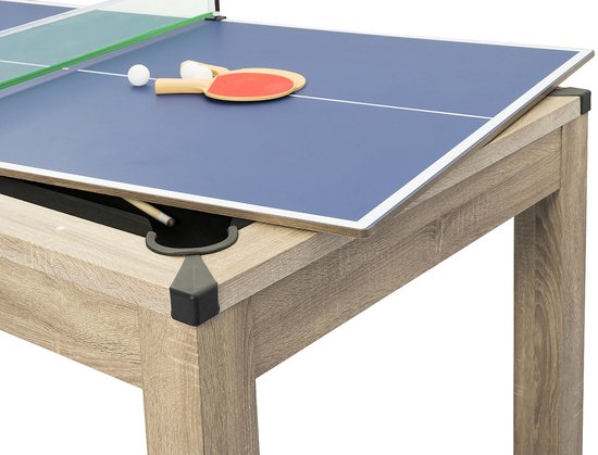 Vente-unique Transformeerbare tafel biljart & pingpong - Licht naturelkleurig - L182 x B102 x H80 cm - HENK van Merkloos — afbeelding 2