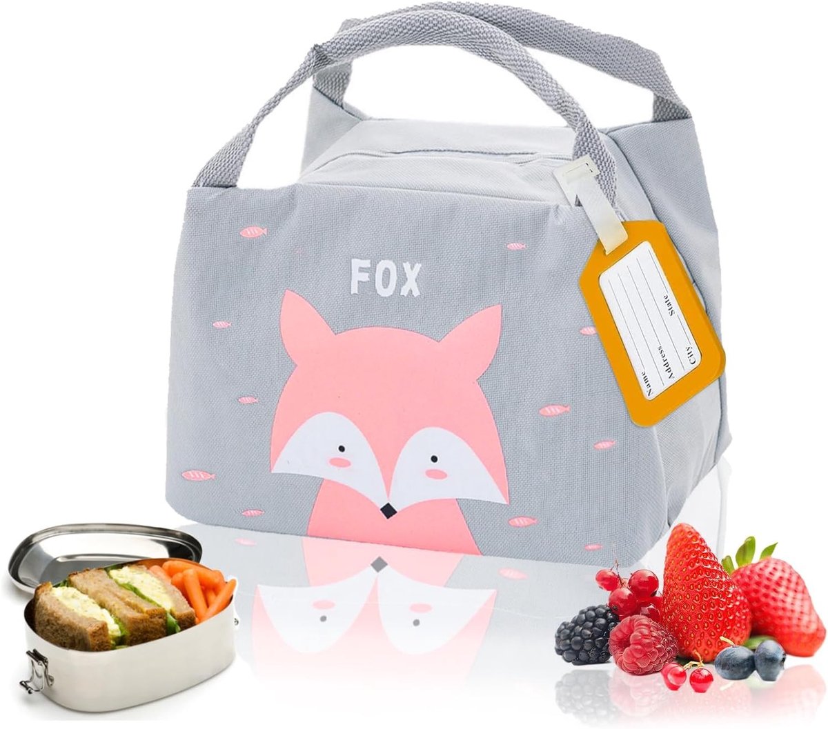 Thermische Lunchtas voor Kinderen - Geïsoleerde Koeltas voor School, Werk en Picknick met Eenvoudig Ontwerp en Fox Motief