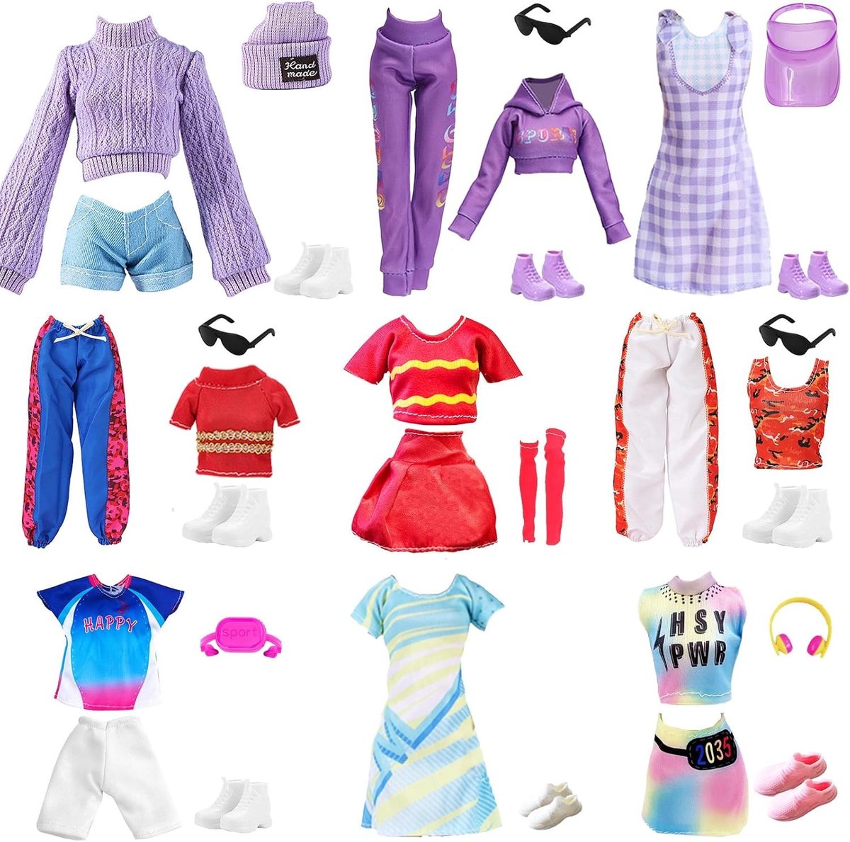 Complete Set van 26 Stuks Poppenkleding en Accessoires met Sportoutfits, Schoenen en Meisjesmode voor 11,5 Inch Poppen