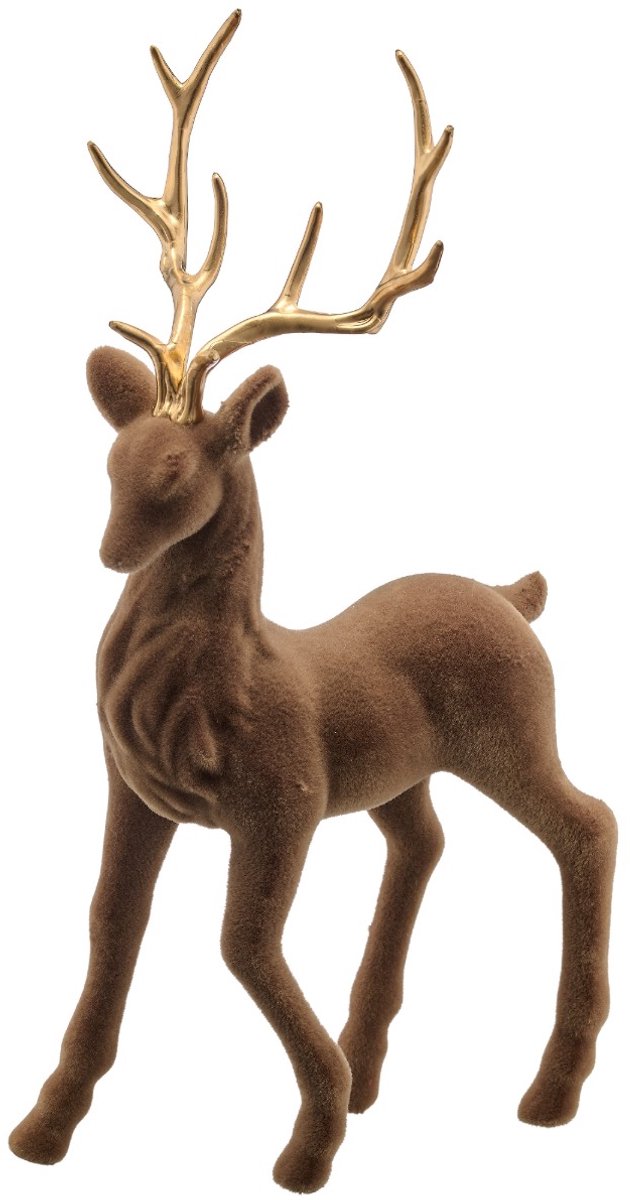 Gasper decoratiefiguur hert geflockt macchiato 35,5 cm