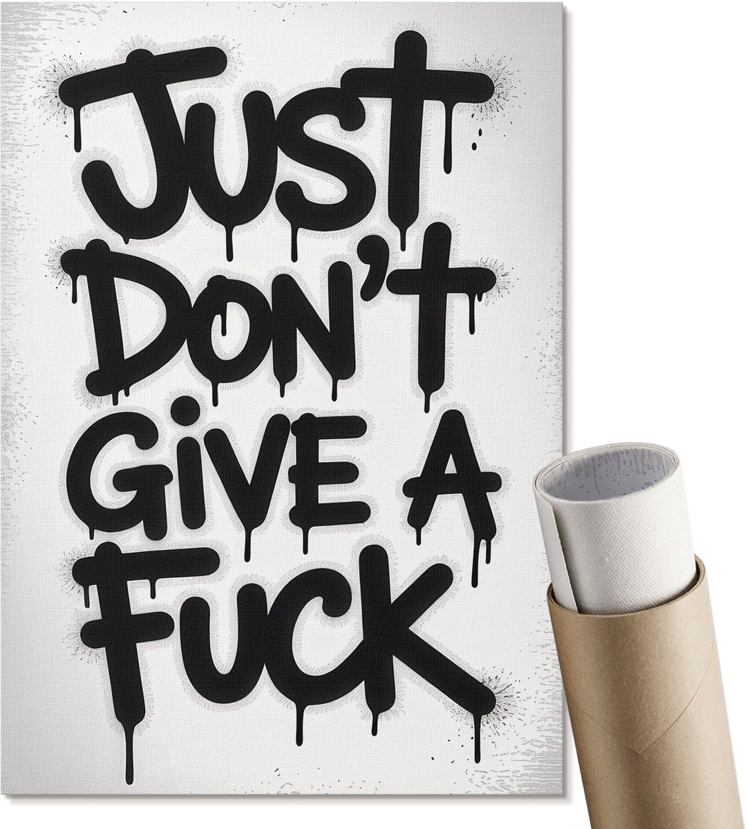 Coloray Canvas Poster Polycanvas - Krachtige Graffiti, Typografie - A4 - Zwart Patroon - Rechthoek - Muurdecoratie - Woonkamer, Slaapkamer, Kantoor - Expressief