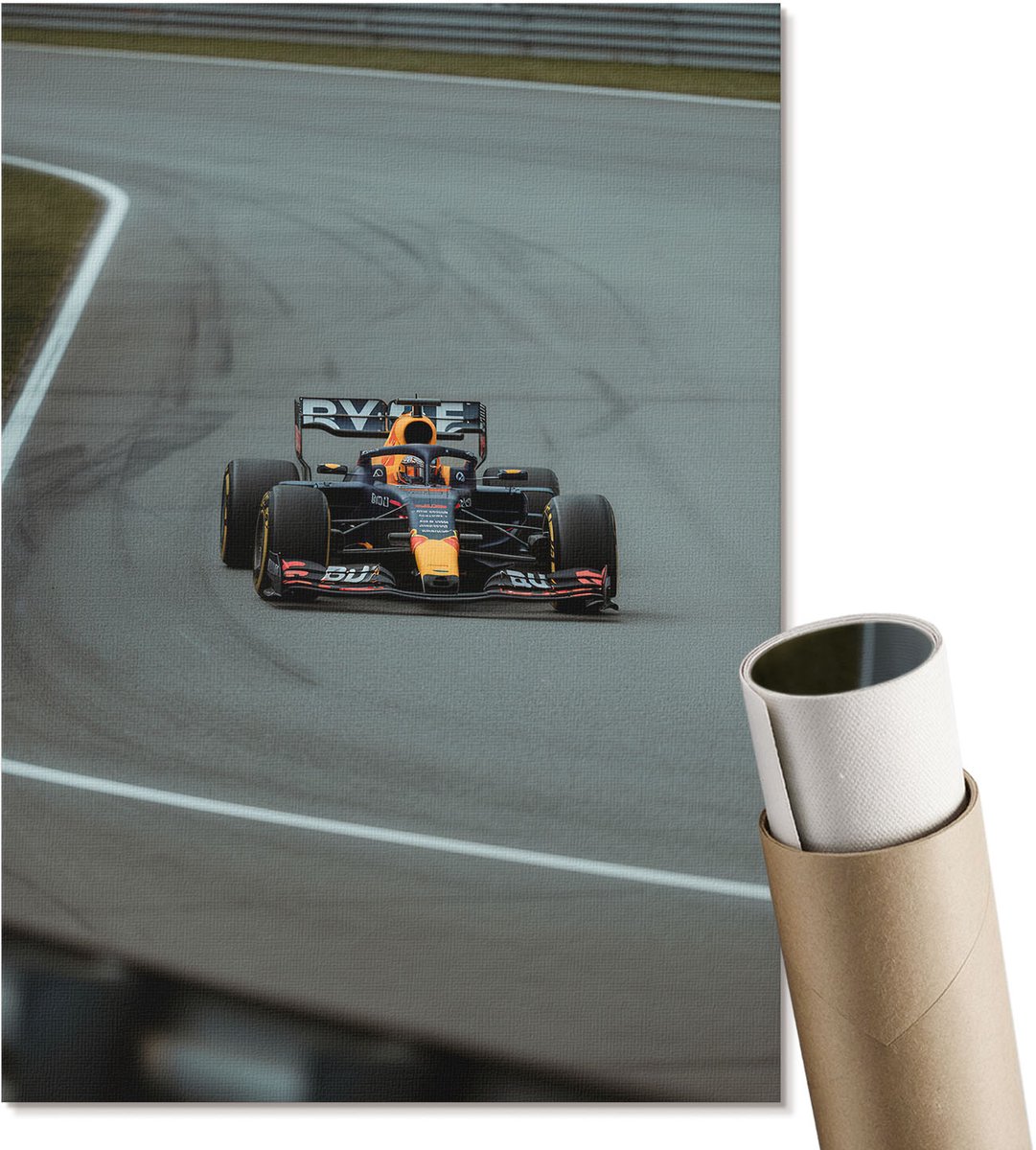 Coloray Polycanvas Wandposter - Formule Race, Fotografie - A4 - Grijs Patroon - Rechthoek - Interieurdecoratie - Woonkamer, Slaapkamer, Kantoor - Modern