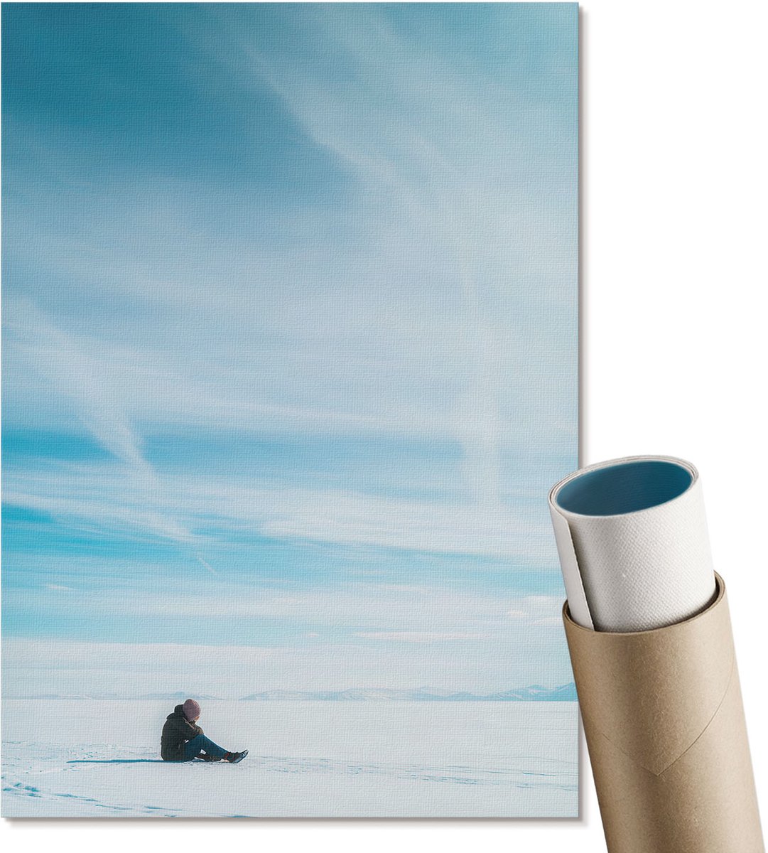 Coloray Polycanvas Wandposter - Winterlandschap, Fotografie - A4 - Blauw Illustratie - Rechthoek - Interieurdecoratie - Woonkamer, Slaapkamer, Kantoor - Minimalist