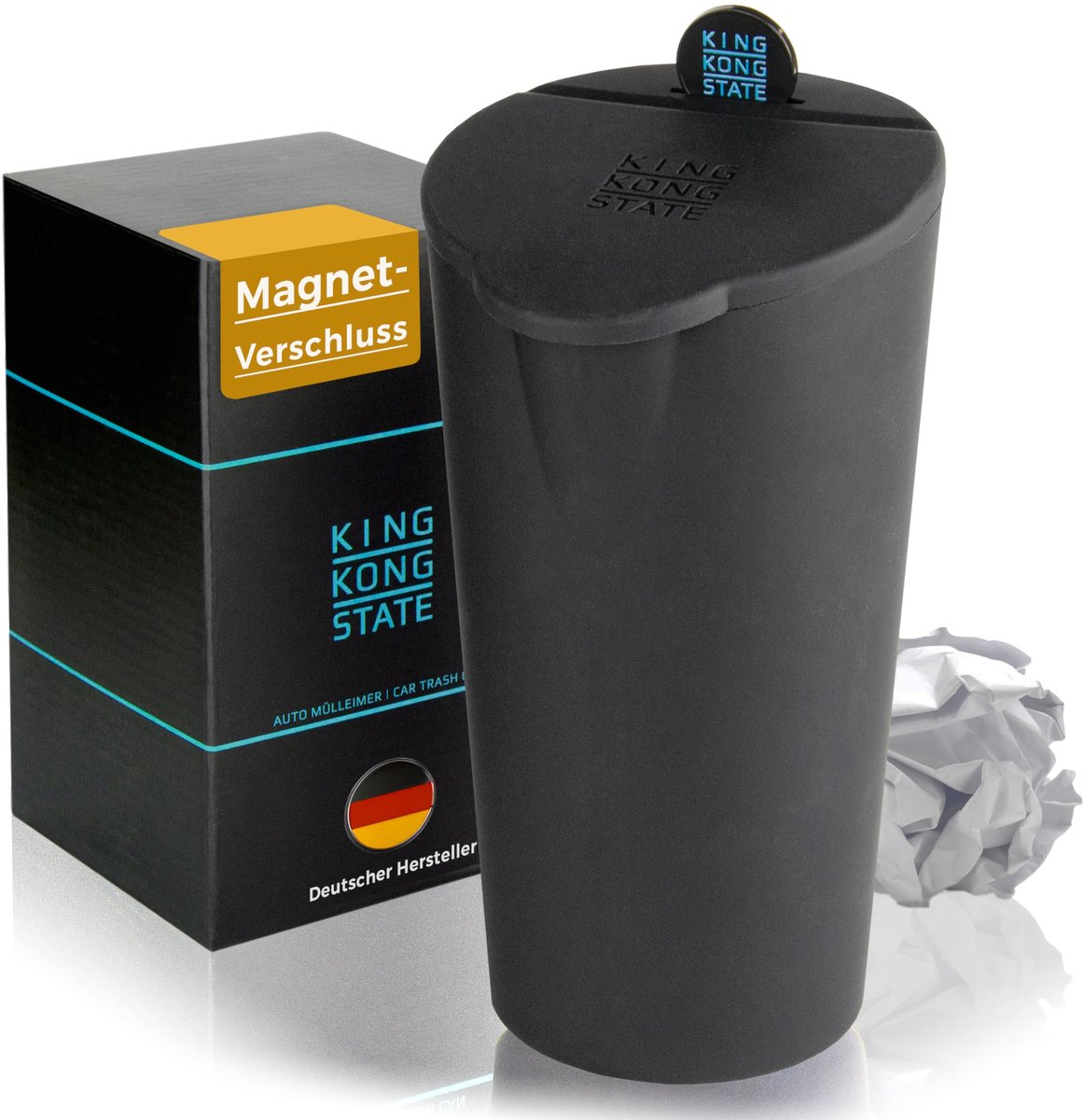 Auto prullenbak 650 ml siliconen afvalbak voor auto wasbaar flexibel met deksel en muntvak