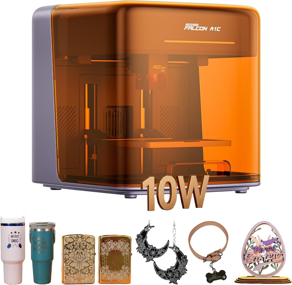 Creality Falcon A1C 10W Laser Graveermachine - 15x15 cm Graveren - Klasse 1 AI-lasergraveermachine met autofocus en camera - 15.000 mm/min - compatibel met 3 laserkoppen - Lasergraveerder - Lasersnijmachine voor hout, metaal, acryl en meer