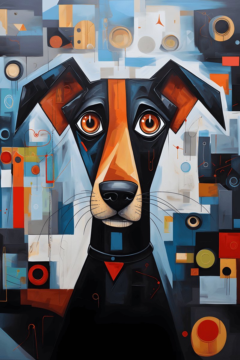 Hond Poster - Abstracte Hond - Kunst - Dieren - posters - formaat 70x100cm - Aesthetic - Wanddecoratie - Moderne Kunst - Aesthetic room decor - L1511MT