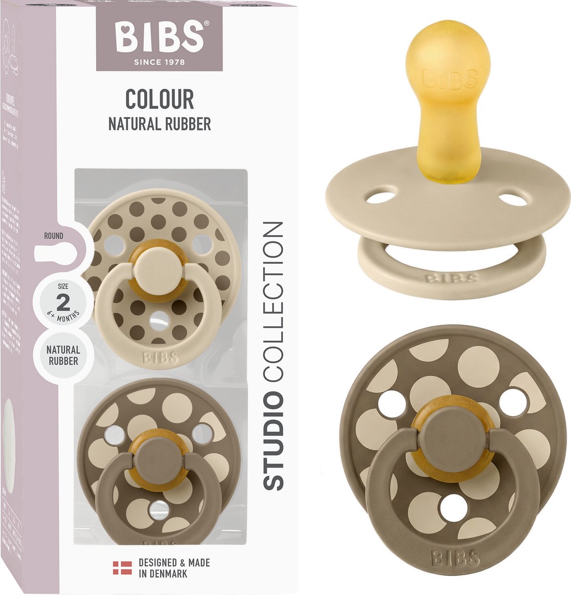 BIBS Colour Fopspeen - 6-18 mnd - 2-pack - Rond - Vanilla/Dark Oak