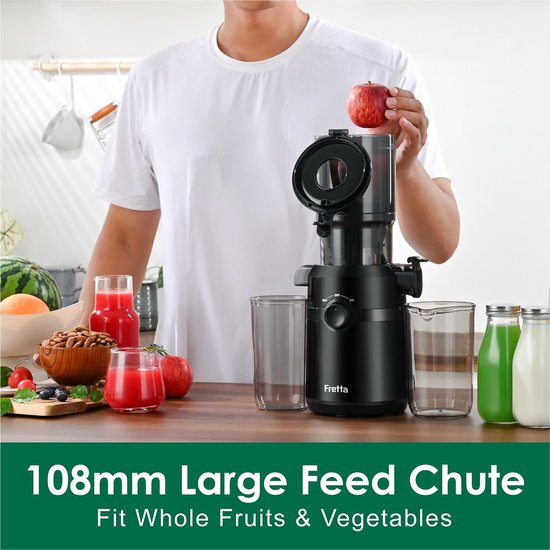 Slow Juicer - Sapcentrifuge Koudpers - Gezond Sap Maken - 108 mm Brede Opening - 1 Liter Capaciteit - Blauw — afbeelding 3
