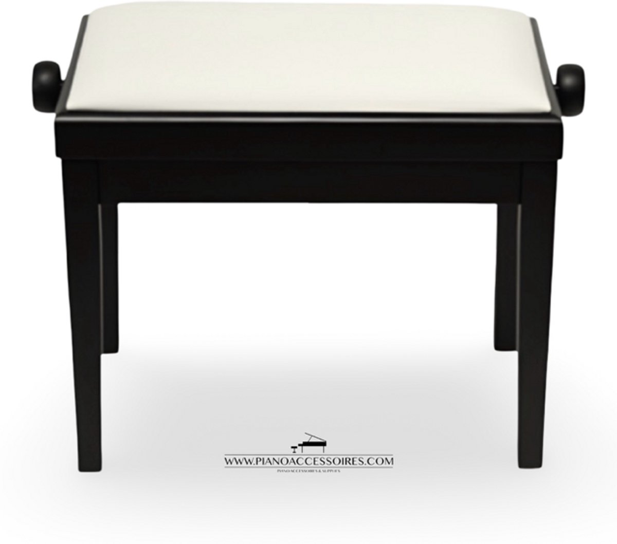 Pianobank GPPD Model 3 Zwart Mat, witte skai-zitting