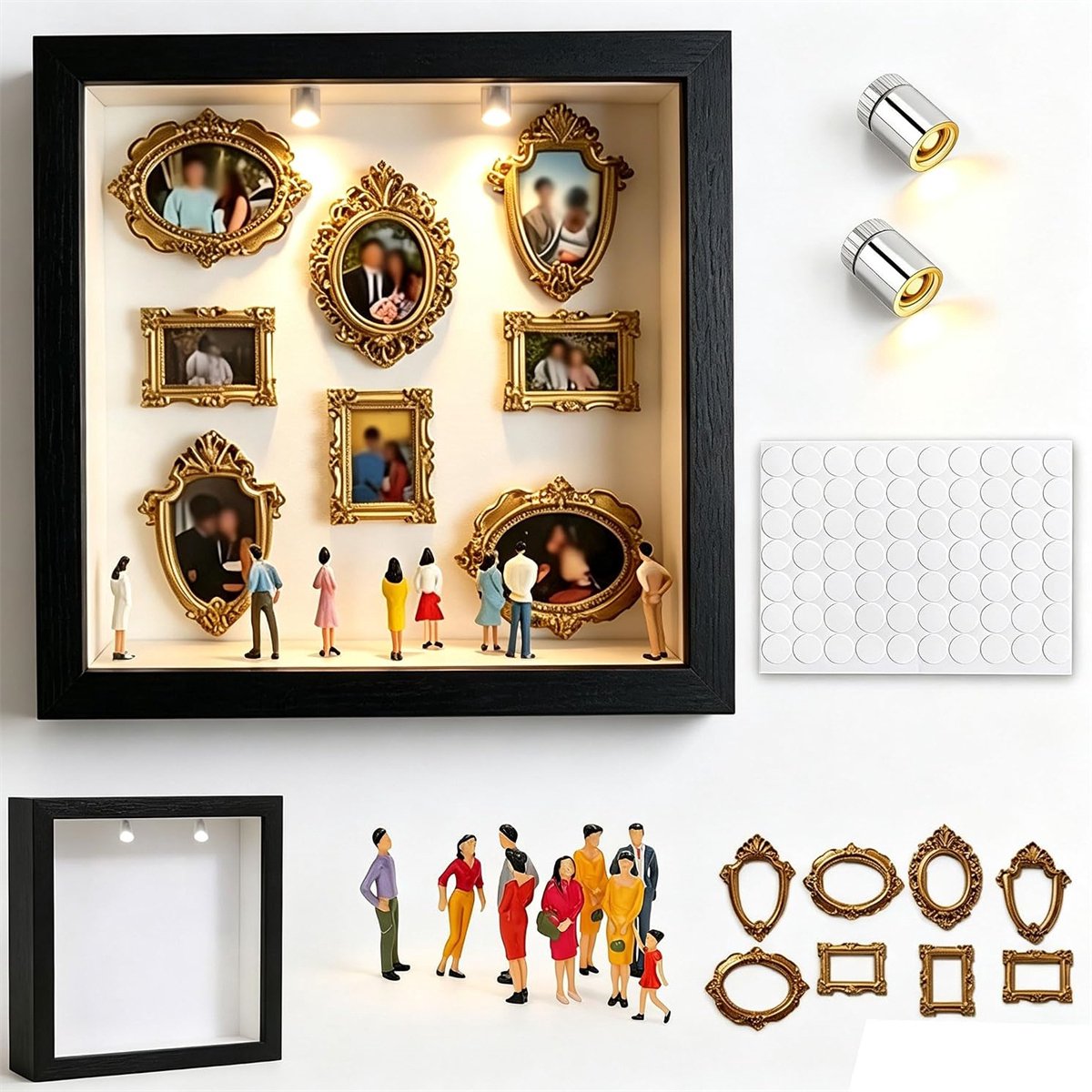 carmdering - Schaduwbox - 3D Fotolijst - DIY Diorama - Miniatuur Museum - Met LED Verlichting - Creatieve Fotolijst - Herinneringen - Cadeau - Bruiloft