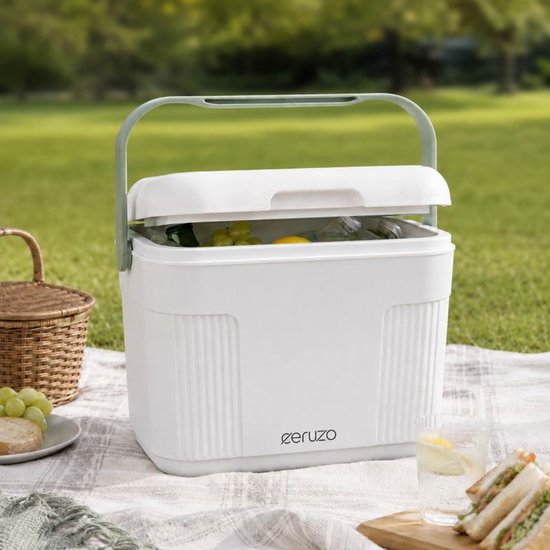 Ceruzo Koelbox 10L - Compact- Koelelement in Deksel - Camping Koelbox –Wit Groen van Merkloos — afbeelding 4
