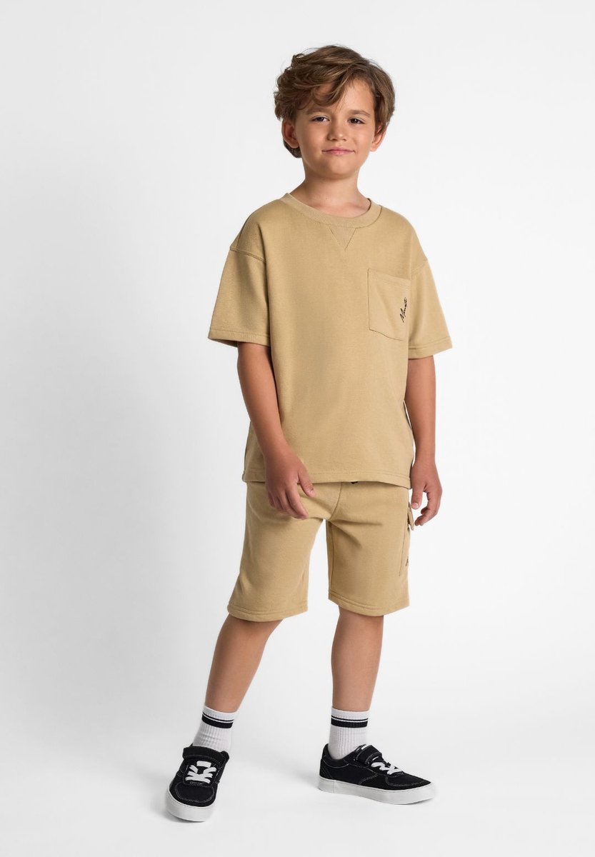 Minoti kleding set jongens t-shirt en short - katoen - beige