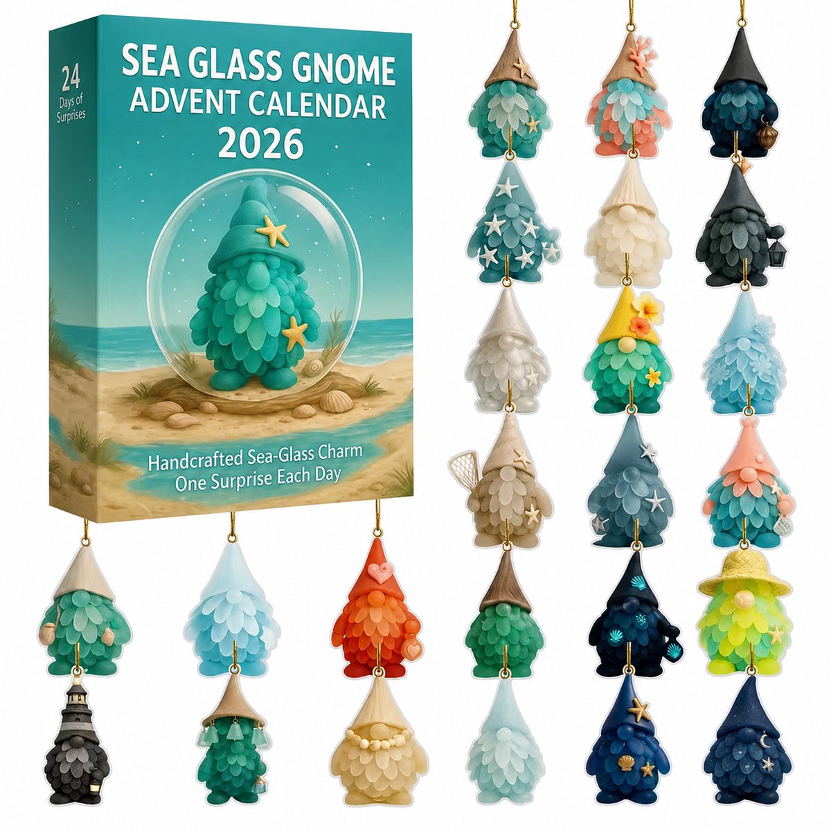 Casalora® Adventskalender 2026 – 24 Verschillende Kerst Boommannetjes – 2D Acryl Kersthangers – 24 Dagen Kerst Countdown – Kerstboomdecoratie – Cadeau