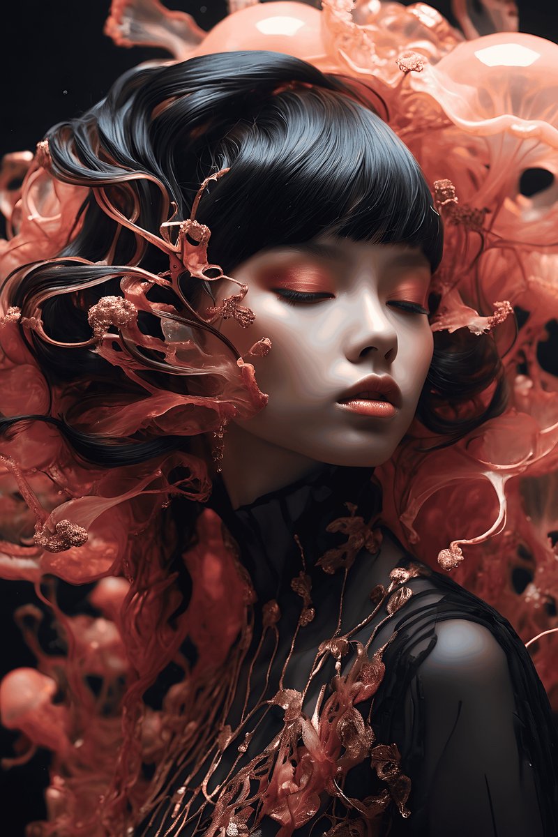 Kwallen Poster - Meisje - Fantasie - Zeeleven - Kunst - Unieke - posters - formaat 30x40cm - Wanddecoratie - XS2742MT