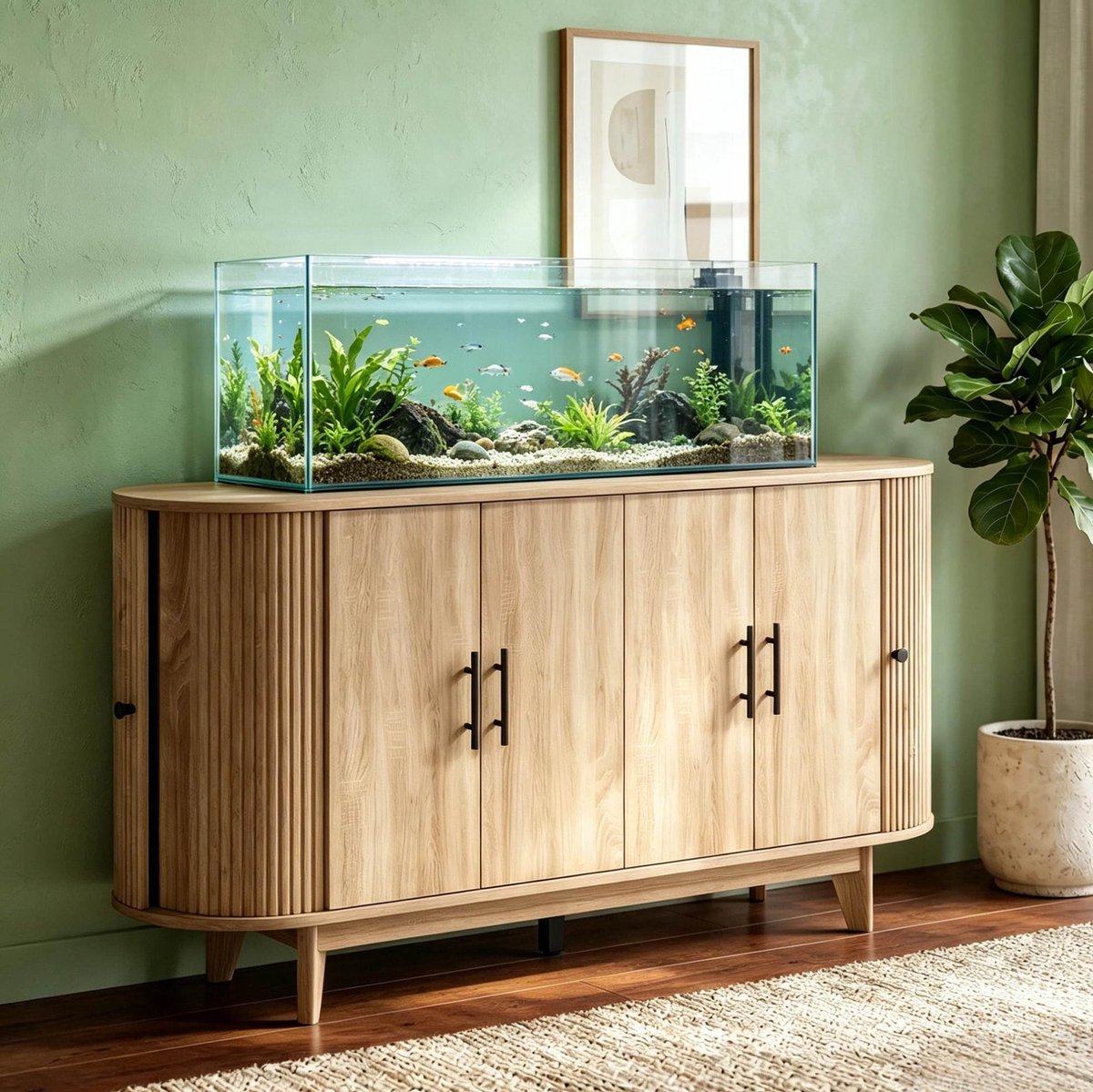 MODENUIT Buffetkast - 6 Deuren En 2 Verstelbare Planken - Voor Woonkamer - MDF - 147x40x76 Cm - Crème
