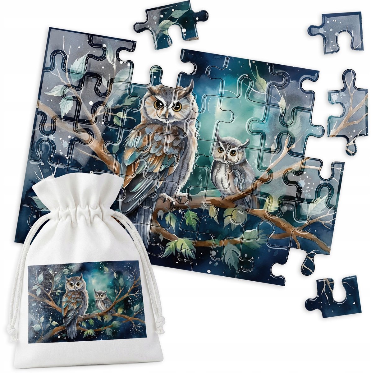 Houten Puzzel - Nachtuilen Tak - 35 Stukjes