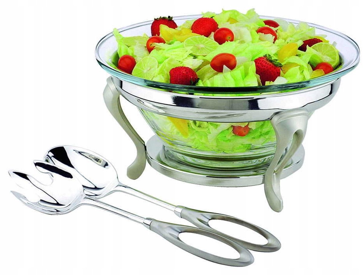 Regent Ovation Saladeschaal met Lepel & Vork - 30cm glas & RVS