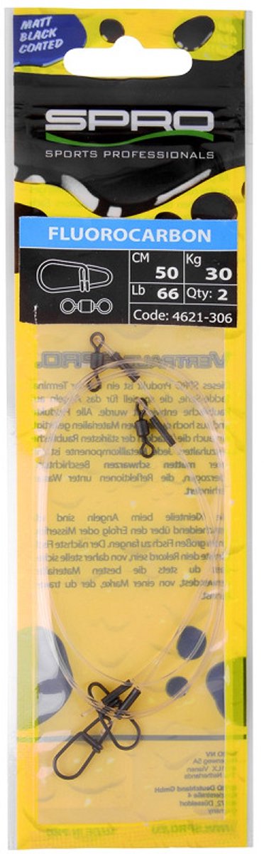 SPRO Matte Black Leader Fluoro 40 cm 20 kg – 0,60 mm – 2 stuks – Fluorocarbon Onderlijn — afbeelding 2
