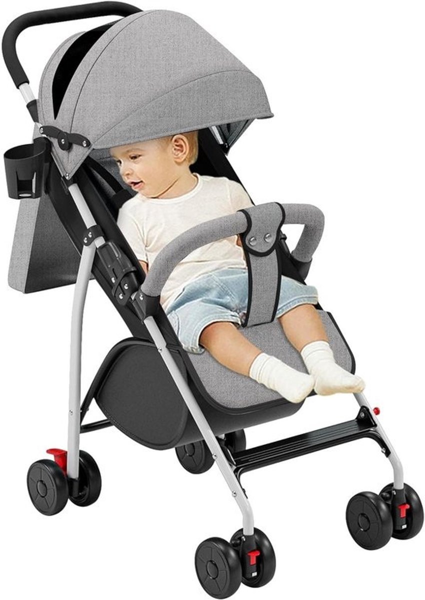 Compacte Kinderwagen - Buggy Reiswieg - Veilig Vervoer - Verstelbare Rugleuning - 47 x 72 x 97 cm - Grijs