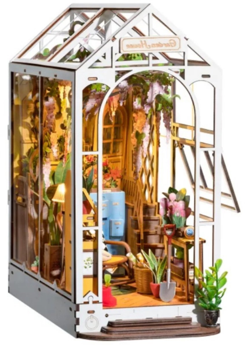 Rolife 3D Puzzel mini Tuinhuis - Modelbouw - Poppenhuis - Boekensteun - LED Verlichting - Puzzel - Kerst - Vanaf 14 jaar