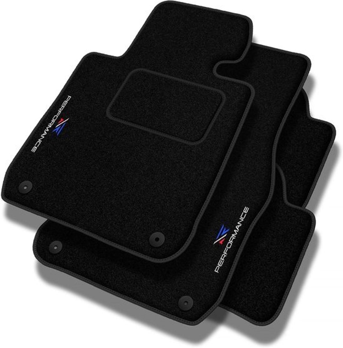 Autovloermatten - Velours matten - Interieur Bescherming - Precisie CNC Borduurwerk - 7 mm dik - Blauw Wit Rood