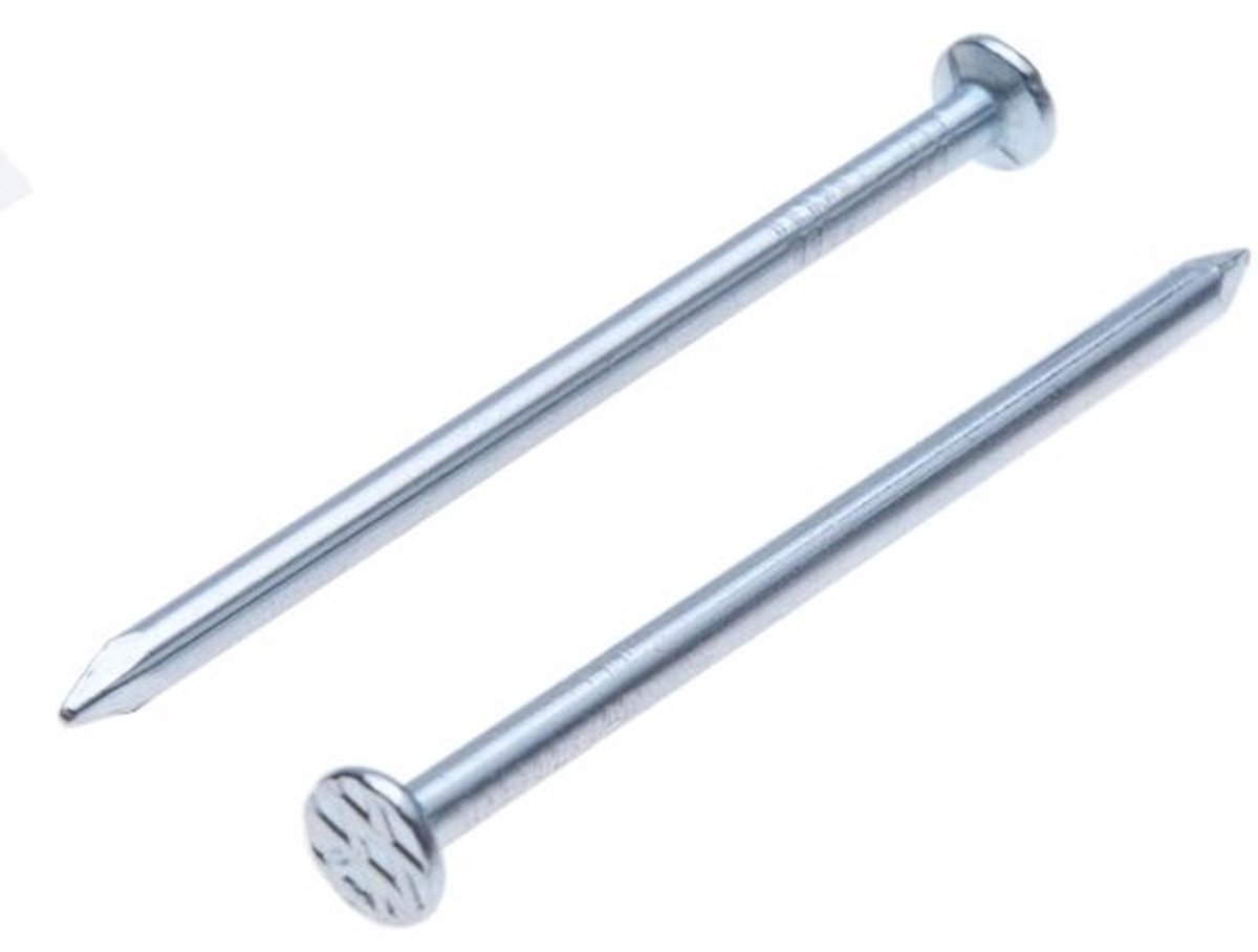 Spijkers Platte Ronde Kop - Gegalvaniseerde Nagels Hout - Houtconstructie Bouw - Verzinkte Zinklaag - 120 mm 20 stuks - Zilver