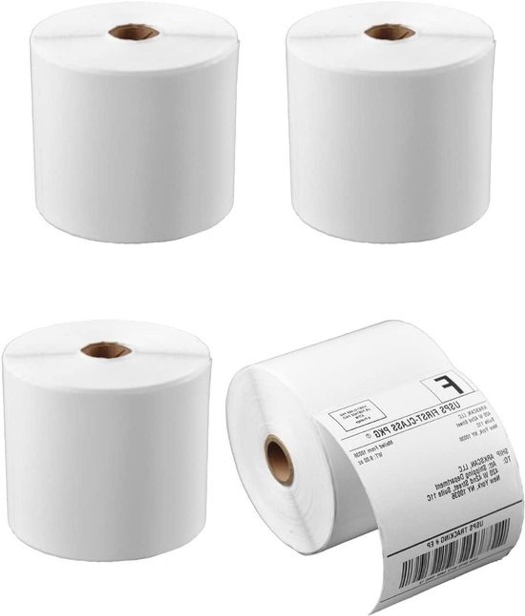 Verzendlabels - Etiketten Stickers - Pakketten Verzenden - Direct Thermisch - 4 Rollen 1800 Stuks - Wit