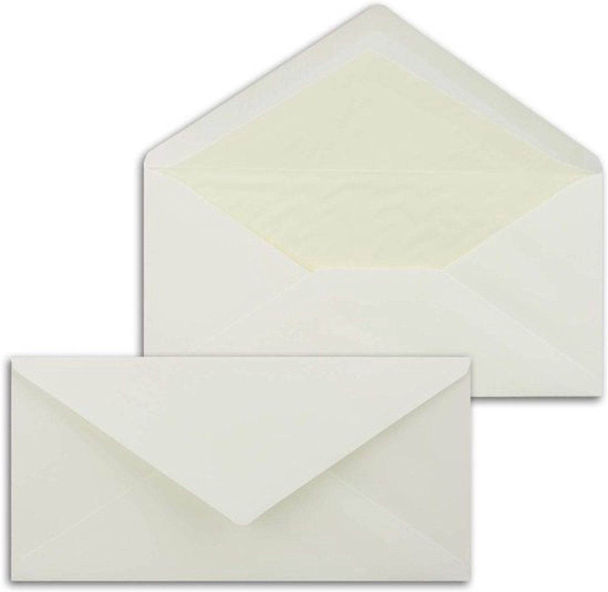 DIN Lang Enveloppen - Crème Enveloppen Gevoerde Enveloppen - Uitnodigingen Versturen - Crèmekleurige Zijdevoering - 100 stuks - Crème