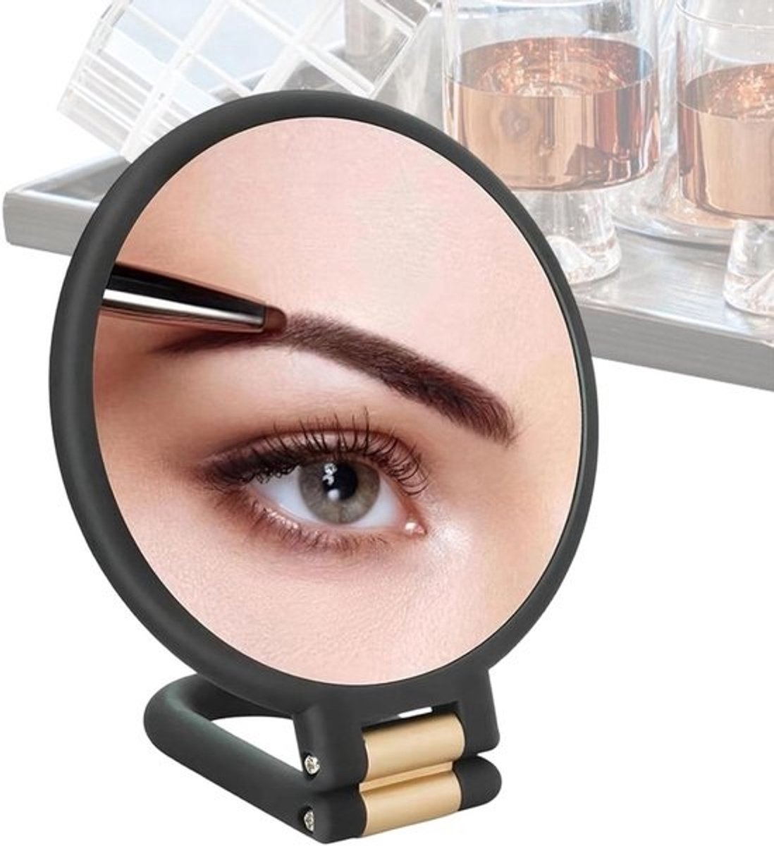 Draagbare Make-upspiegel - Vergrootglas Vanity Mirror - Precisie Verzorging - 50x Vergroting - 17 x 16.5 cm - Enkele Attribuut