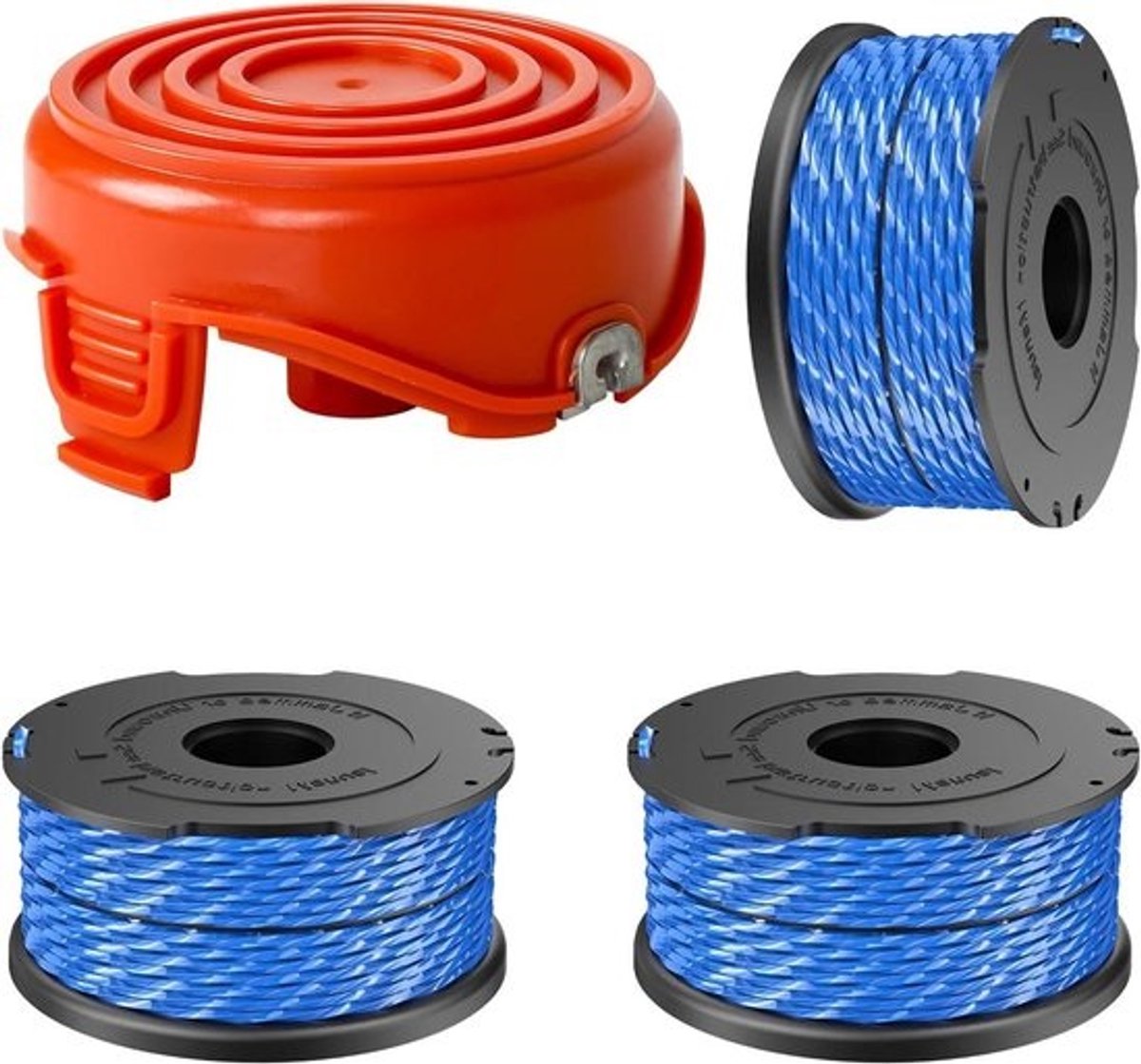 Trimmer Spoelen Set - Grasmaaier Onderdelen - Onkruid Verwijderen - Automatische Draadaanvoer - 3 Spoelen + 1 Kap - Zwart
