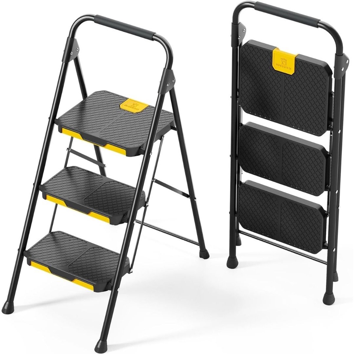 TYR® Huishoudtrap 3 Treden - Huishoudtrap - Ladder - Zwart - 73cm x 115cm x 46cm