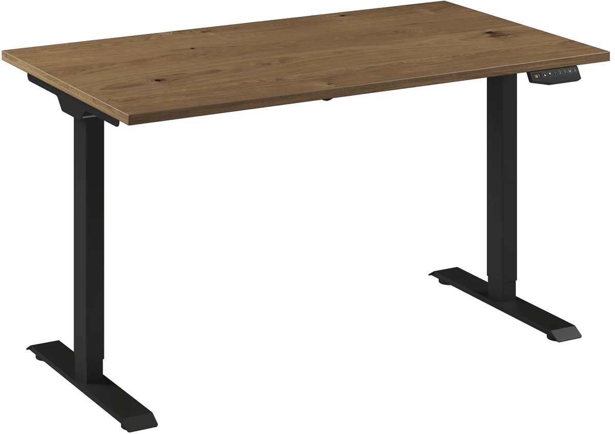 Bureau Adjust 1 Plus QA 140x80 Zwart/Eiken tabak