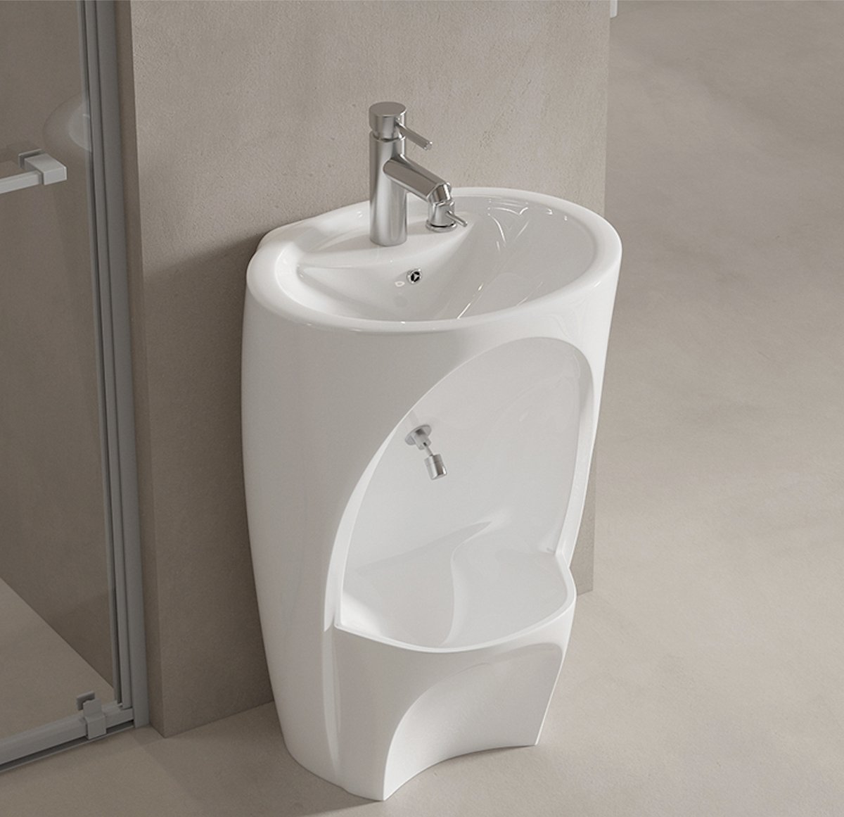 WEBO Ocean Hygiëne Fontein – Inclusief Kraan, Afvoer & Plug – Comfort Wasunit voor Handen & Voeten – Ideaal voor Ouderen & Mindervaliden (Wudu) - glans wit