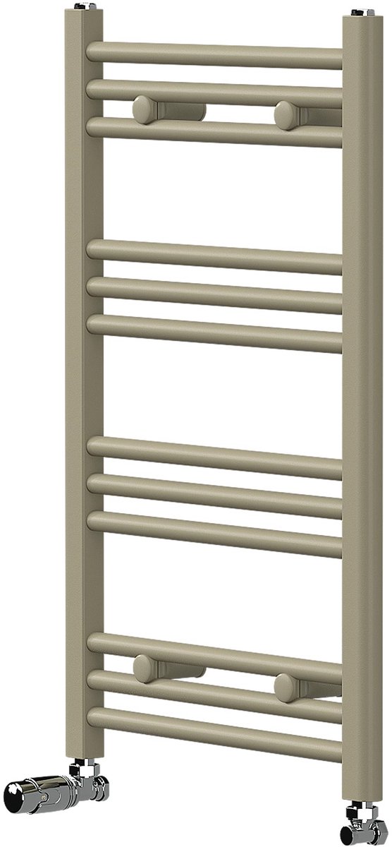 LuxeBath | Handdoekradiator Sahara met thermostaatkraan 500x800 mm staal beige badkamerradiator recht Handdoekdroger met zijaansluiting voor de badkamer