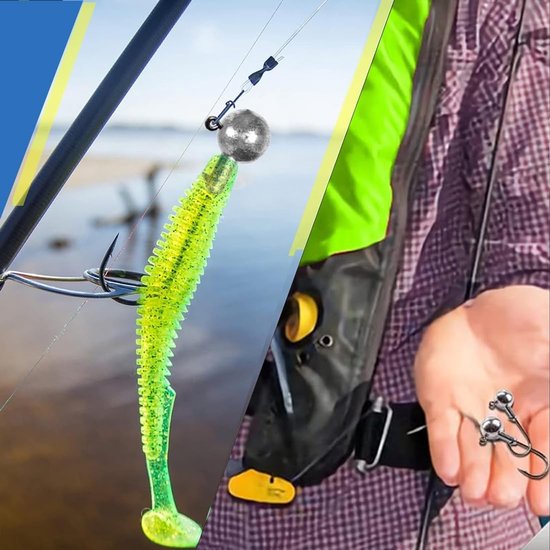 Korte Vissen Haken 25 Stuks met Scherpe Vissen Lijnen en Ronde Loodballen voor Rubber Aas, Zachte Aas en Rode Wormen voor Roofvisaccessoires (2/3.5/5/7/10g) — afbeelding 3