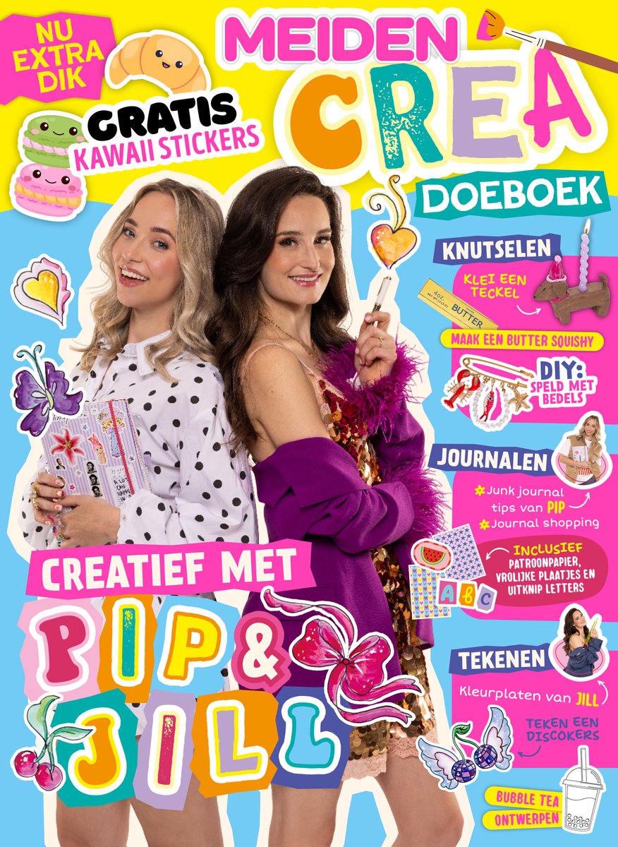 MEIDEN Crea Doeboek 2 - Doeboek - MEIDEN Lekker Zelf Doen 2 2026 - MEIDEN magazine - Tijdschrift met Pip & Jill - Vakantieboek - DIY - Knutselen - Pip - Jill - Creatief - Puzzels - Kleurplaten - Cadeau Meisje - Zomerboek - Doeboek