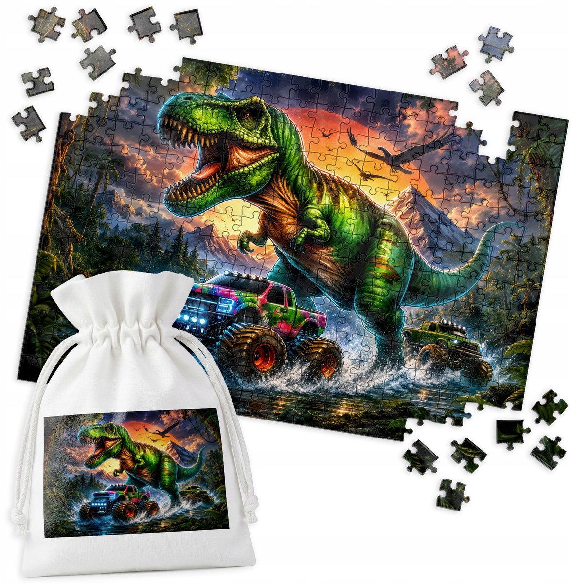 Dino Jungle T-Rex Monster Truck puzzel - 252 stukjes