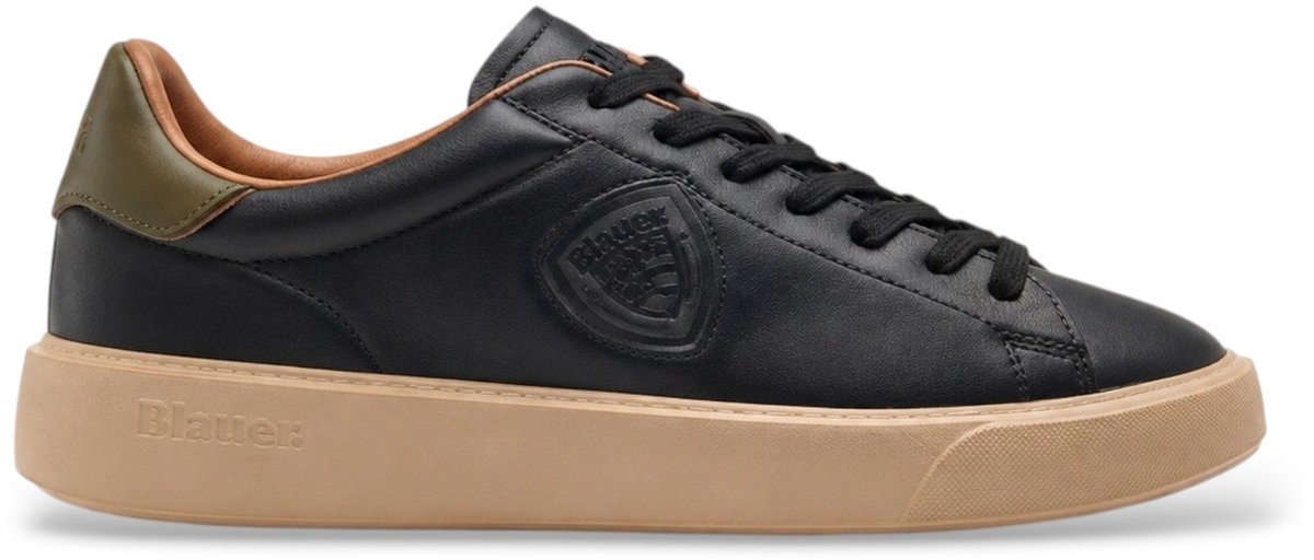 Blauer Buck14 zwarte leren sneakers