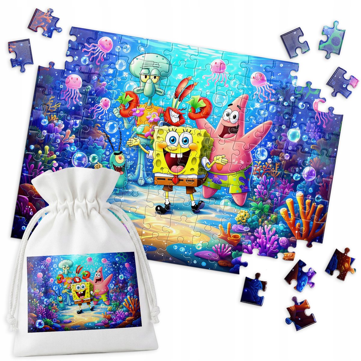 Merkloos Spongebob Patrick Zeepkrat Puzzel - 120 stukjes