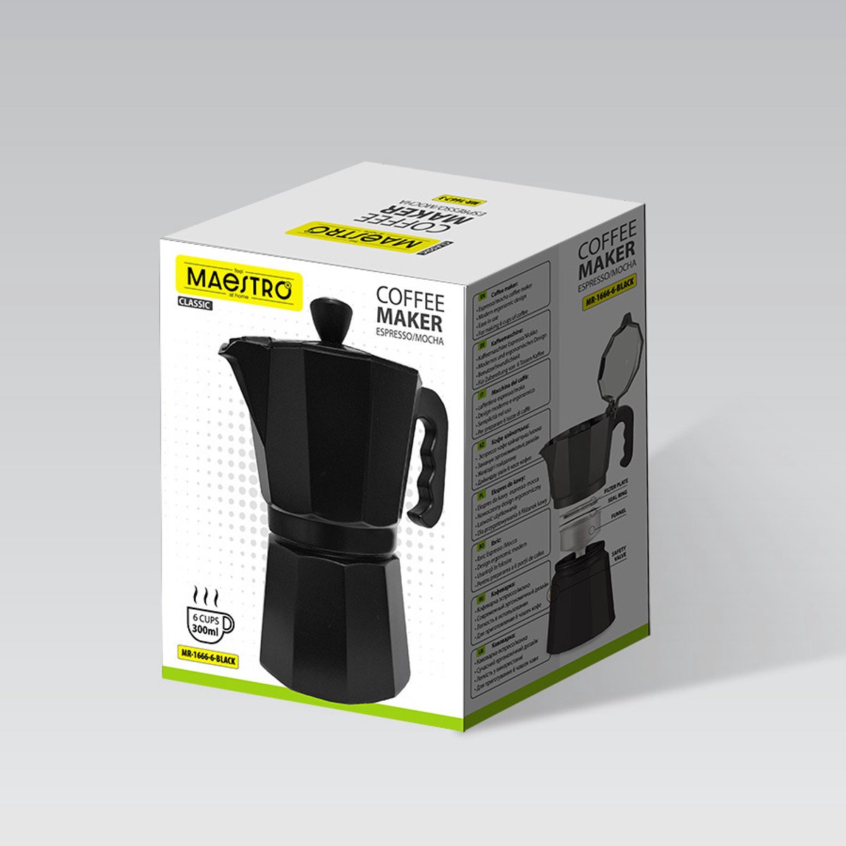 Aluminium Koffiezetter MR-1666-3-BLACK (3 kopjes, 150 ml)