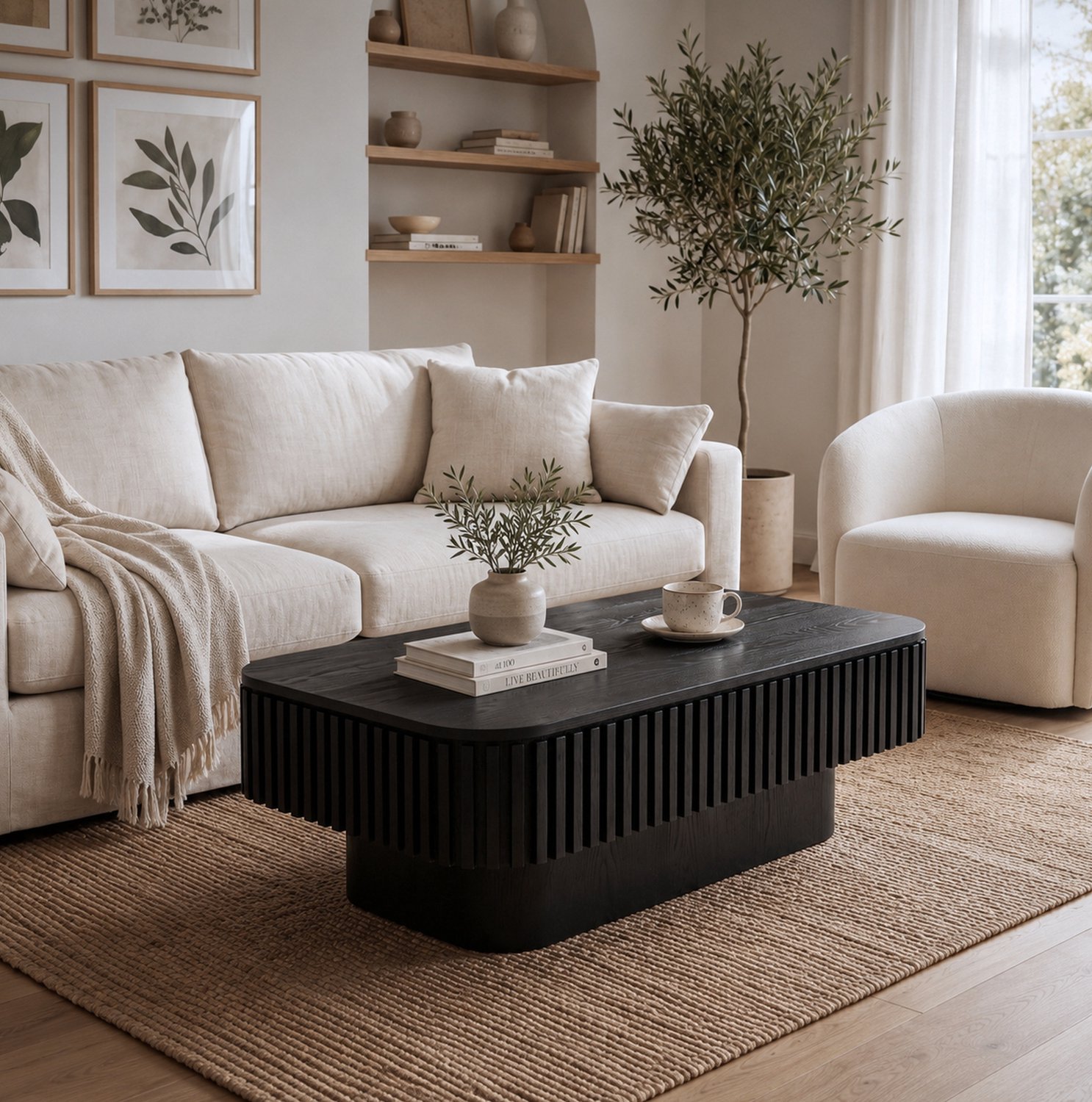 CHICFURN Salontafel - Verborgen opbergruimte - Afneembaar blad - Zwart