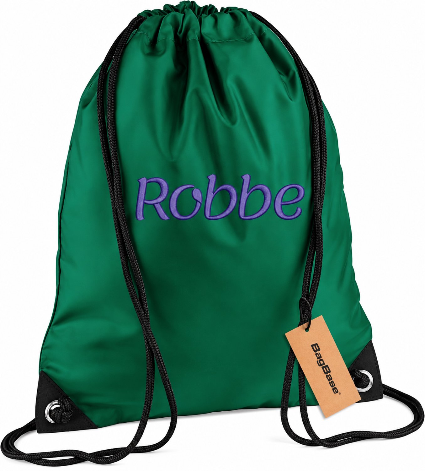 Premium zwemzak kleur Bottle Green met naam geborduurd | 27 verschillende kleuren | gepersonaliseerd | Bagbase