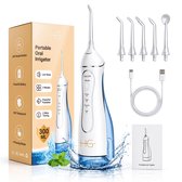 HG Aesthetics Waterflosser - JetFloss - Flosapparaat - Monddouche - Draadloos – USB-C Oplaadbaar – 300 ml Waterreservoir – IPX7 Waterdicht – 5 Drukstanden & 5 Opzetstukken – Geschikt voor Gevoelig Tandvlees & Beugels