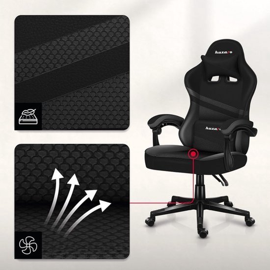 Gamingstoel - Comfortabel zitten - Voor lange sessies - Verstelbare rugleuning - 50 x 71 x 125 cm - Zwart — afbeelding 3