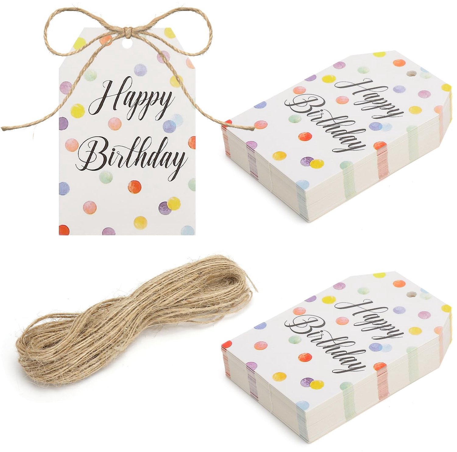 Set van 100 Verjaardag Cadeau Labels van Kraftpapier