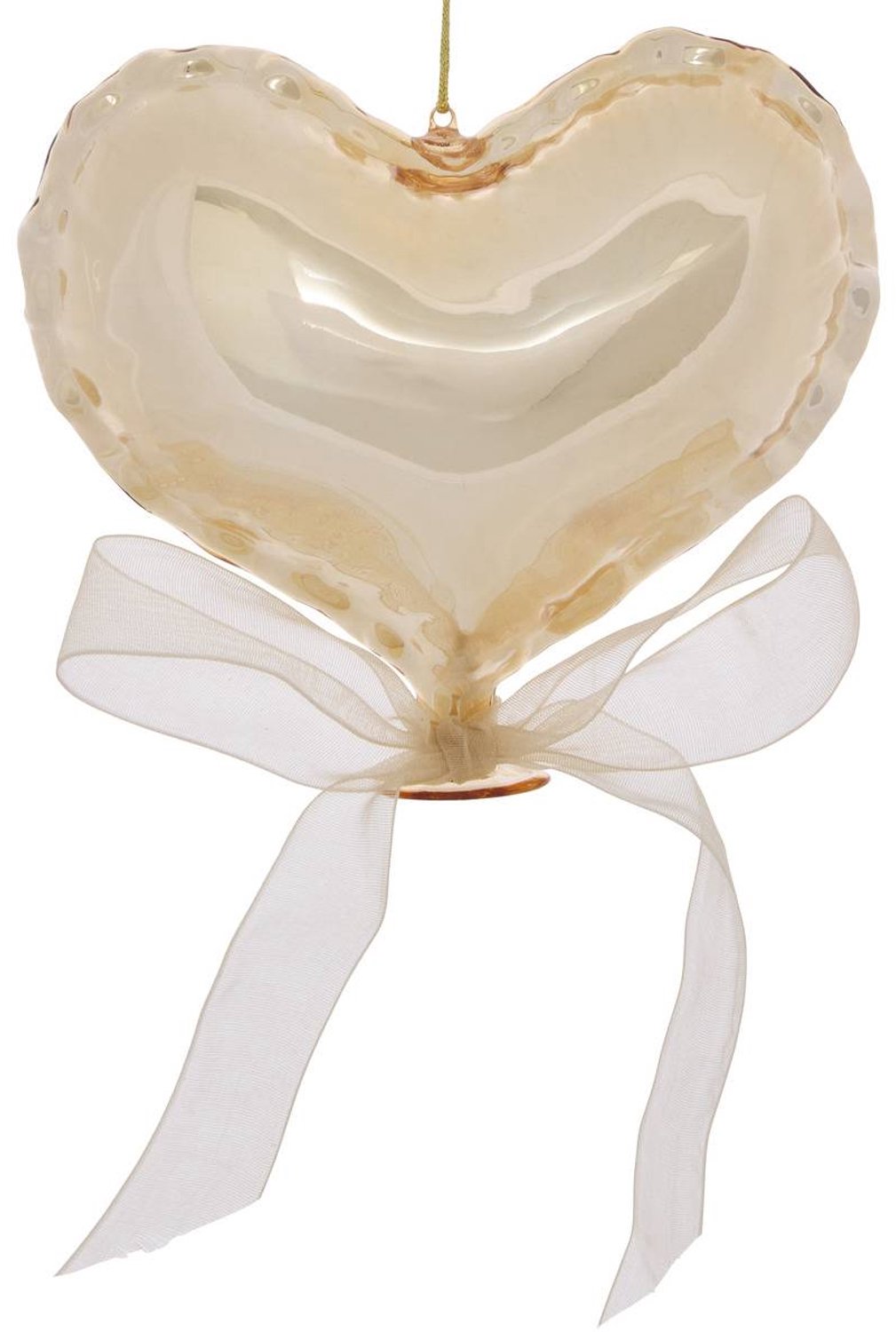 Feeric lights & Christmas Hangende versiering van dennenhout met glazen hartvormige bal, 10 cm modéle c