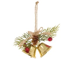Kerstboomversiering op een standaard met metalen belletjes, 7 cm