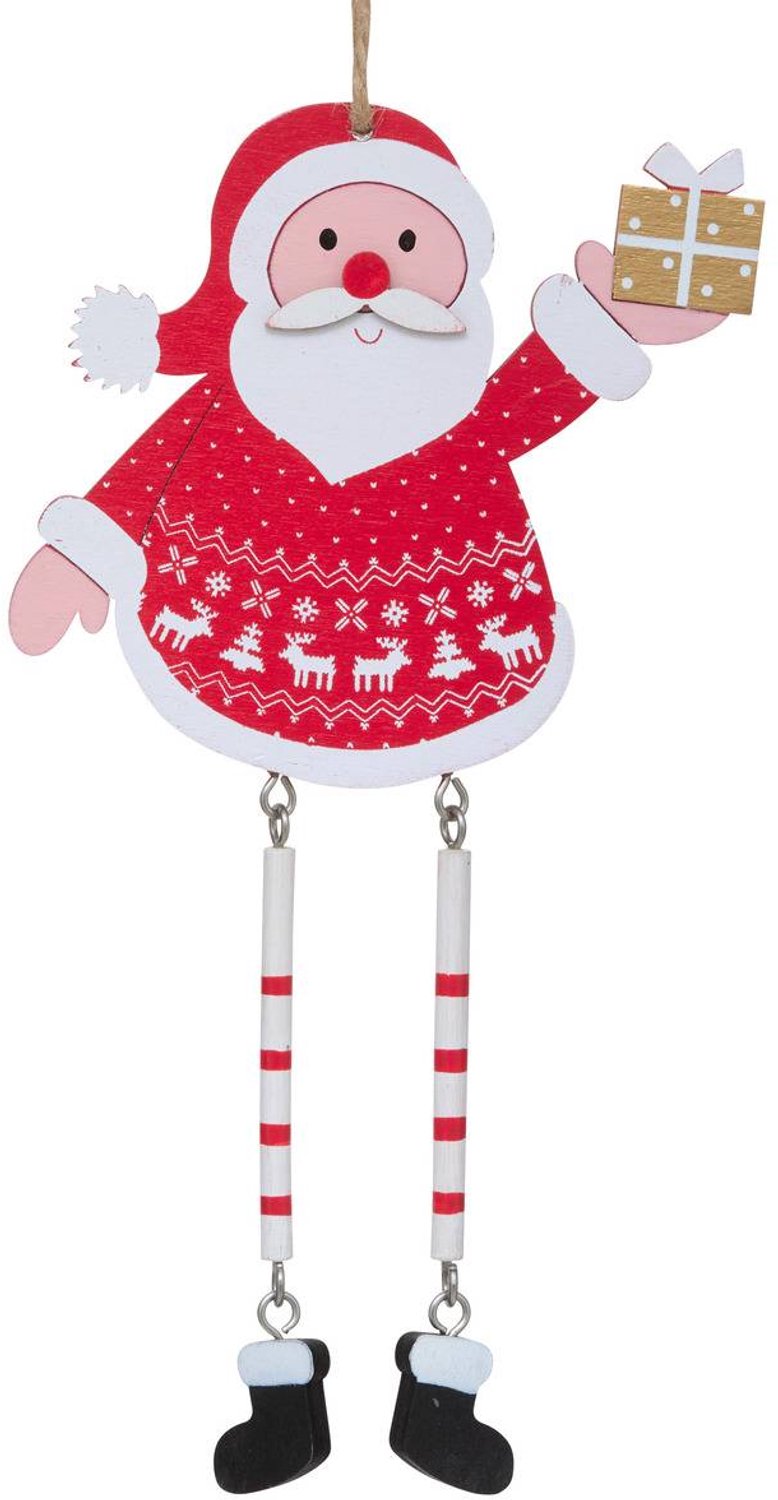 Feeric lights & Christmas Hangende dennenhouten figuur met hangende benen, 22 cm modèle a